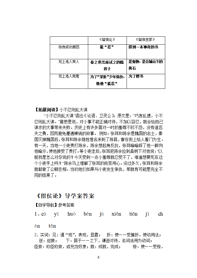 新的答案《留侯论》学案第6页