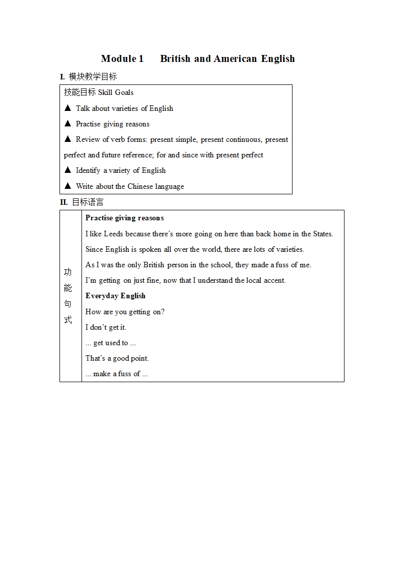 高中英语外研版必修五《Module 1 British and American English》教材教案.docx第1页