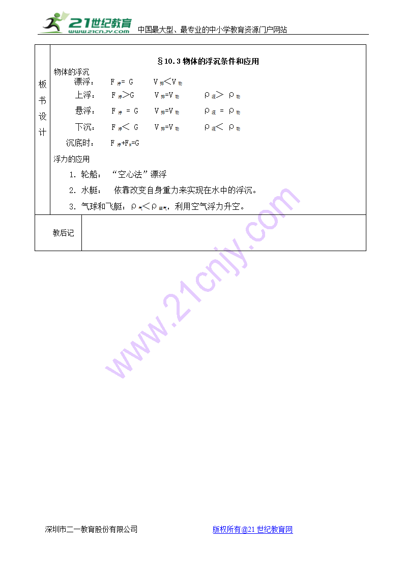 人教版物理八年级下册第十章第三节物体的浮沉条件及应用教案.doc第4页