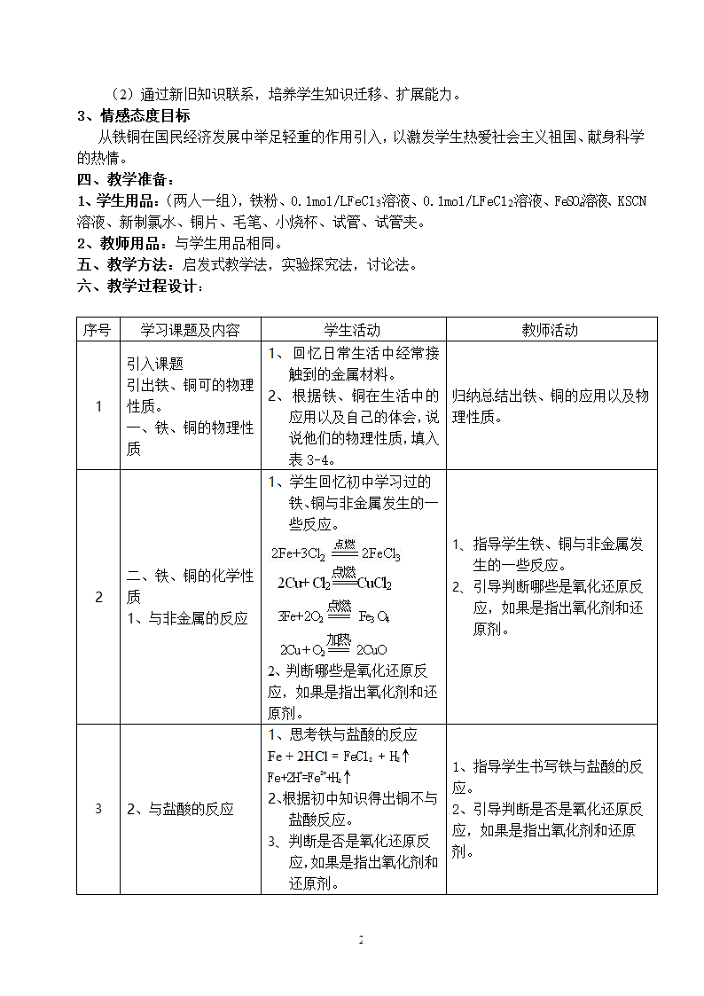 高一上化学 《铁、铜及其化合物的应用》教学设计.doc第2页