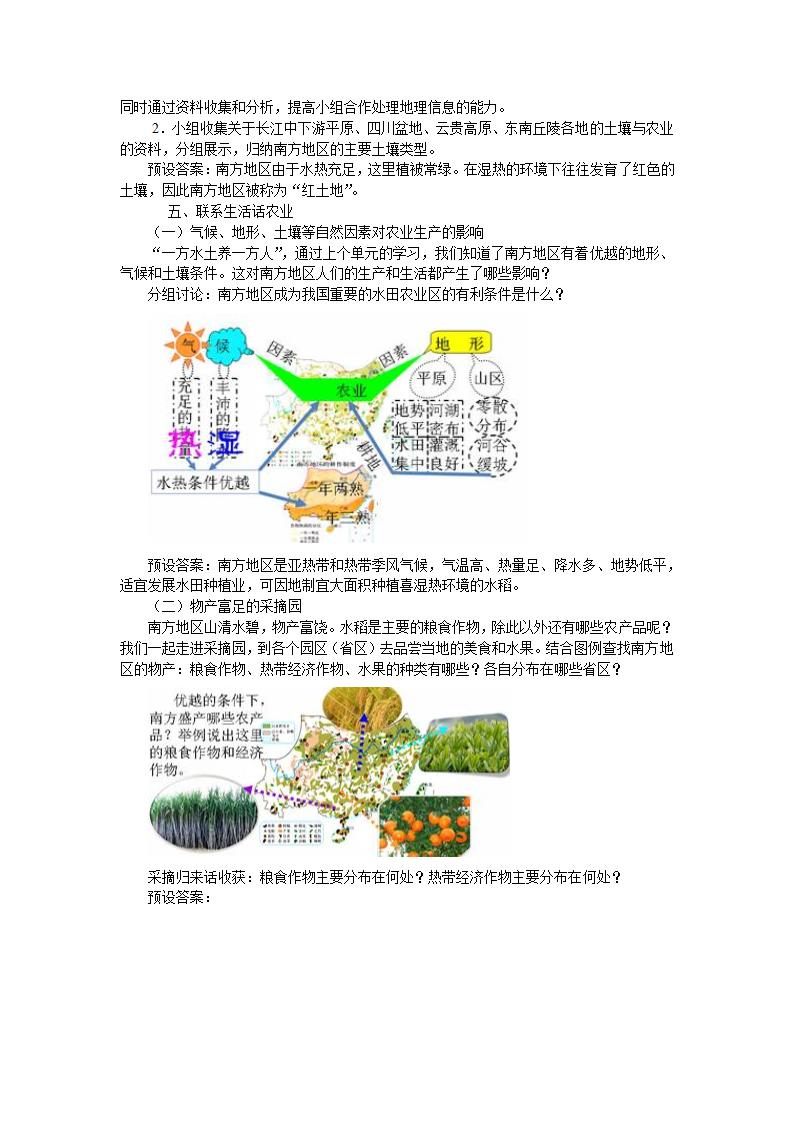 人教版初中地理八下7.1 自然特征与农业  教案.doc第5页