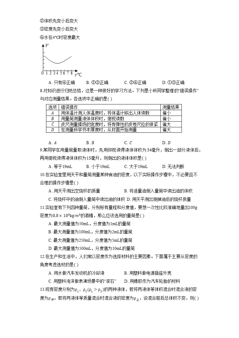 人教版物理八年级上册《第六章 质量与密度》练习（含解析）.doc第2页