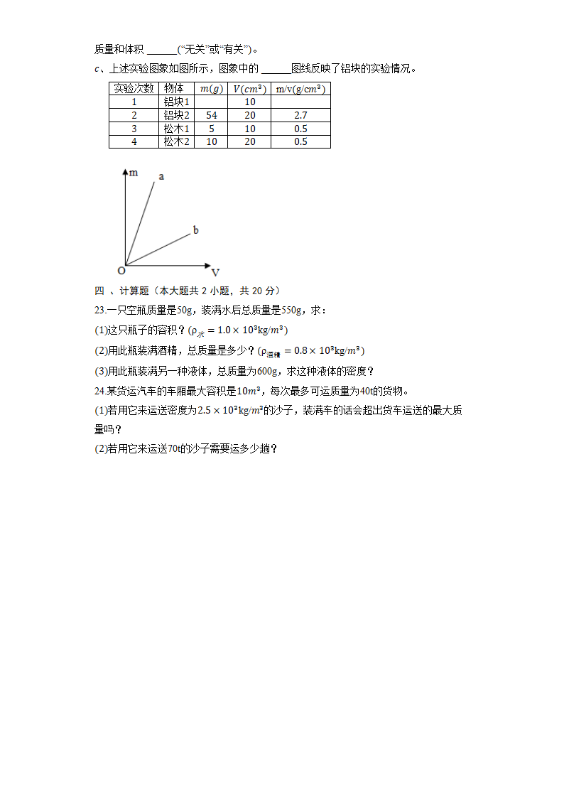 人教版物理八年级上册《第六章 质量与密度》练习（含解析）.doc第5页