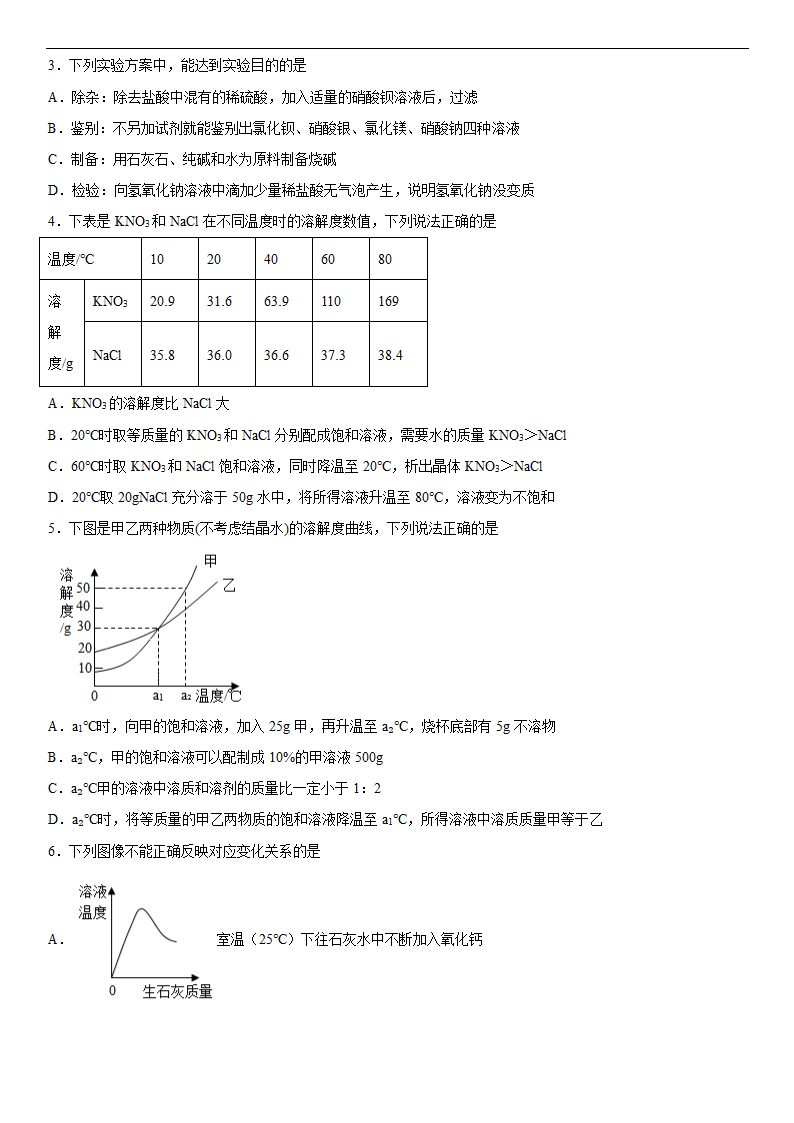 2022年中考化学冲刺专题海水中的化学（word版 含答案）.doc第2页