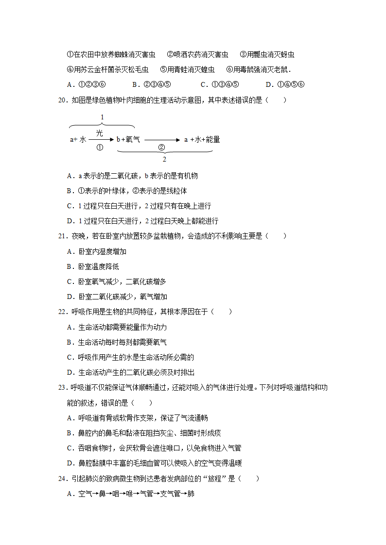 苏教版生物七年级上册期末复习题(word版含答案）.doc第5页