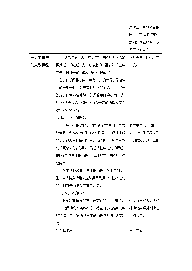 人教版八年级生物下册第七单元第三章第二节 生物进化的历程教学设计.doc第3页