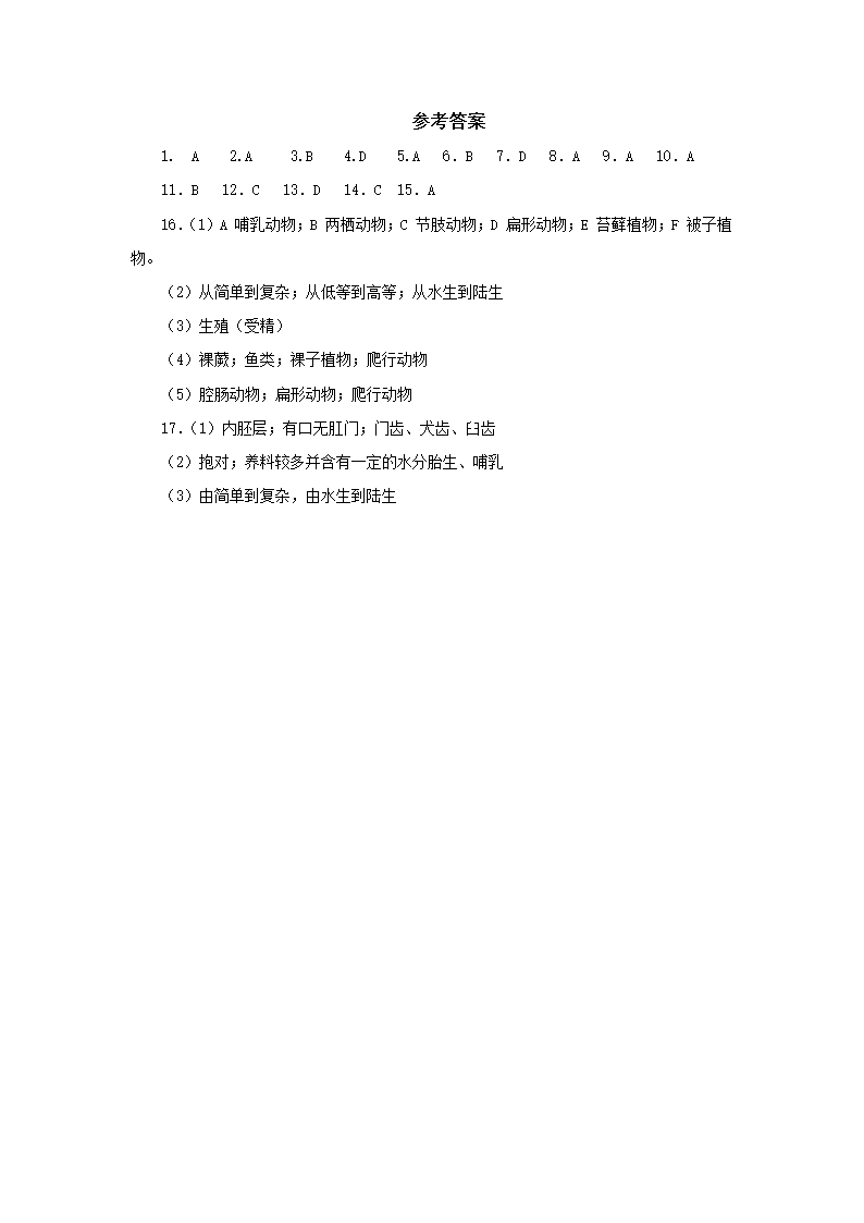 人教版生物八年级下册7.3.2生物进化的历程 一课一练（有答案）.doc第5页