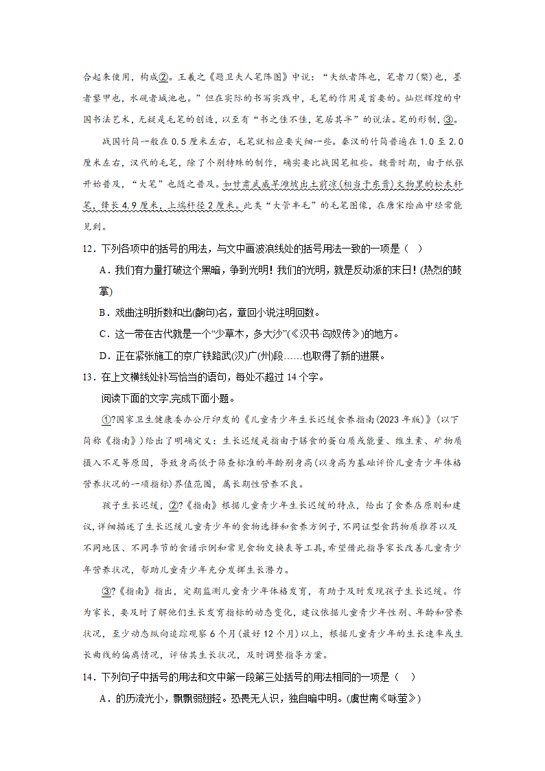 2024届高考语用试题专练：括号用法（含解析）.doc第5页