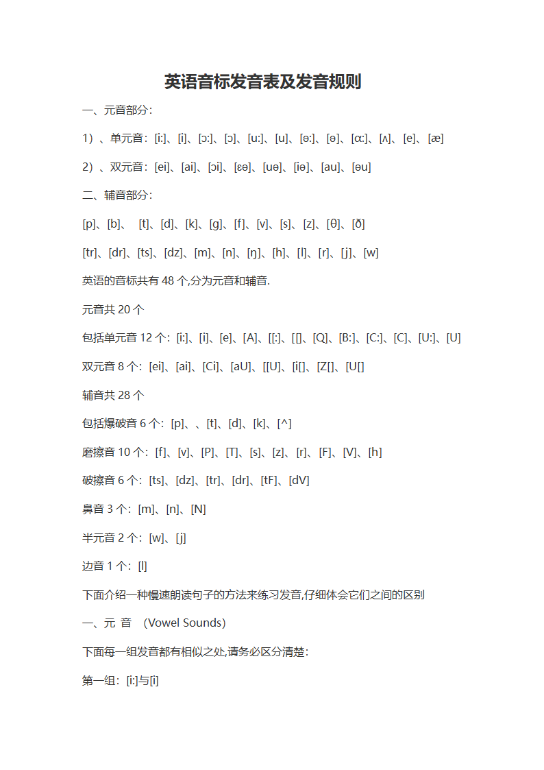 英语音标发音表及发音规则.docx第1页