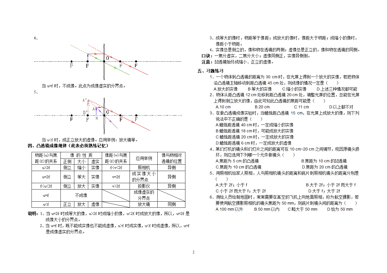 初二物理凸透镜成像规律学案.doc第2页