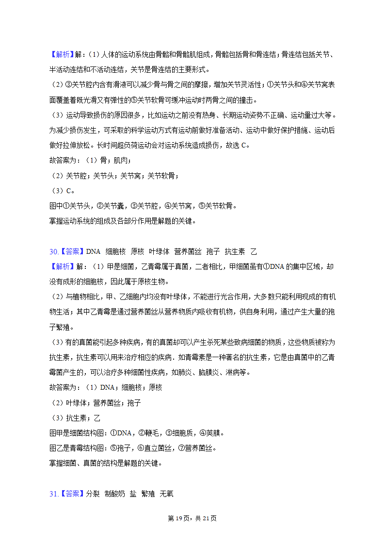 2022-2023学年天津五十中八年级（上）期末生物试卷（含解析）.doc第19页