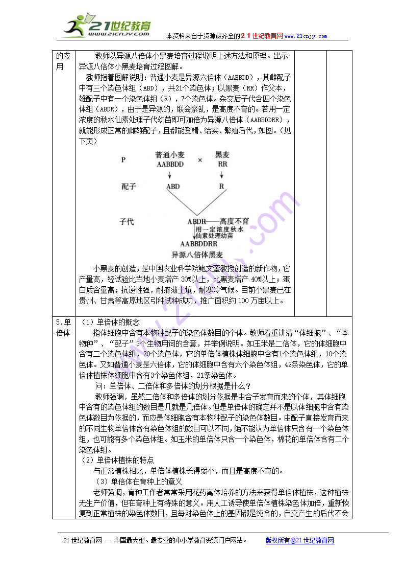 生物：5.2《染色体变异》教案（新人教版必修2）.doc第3页