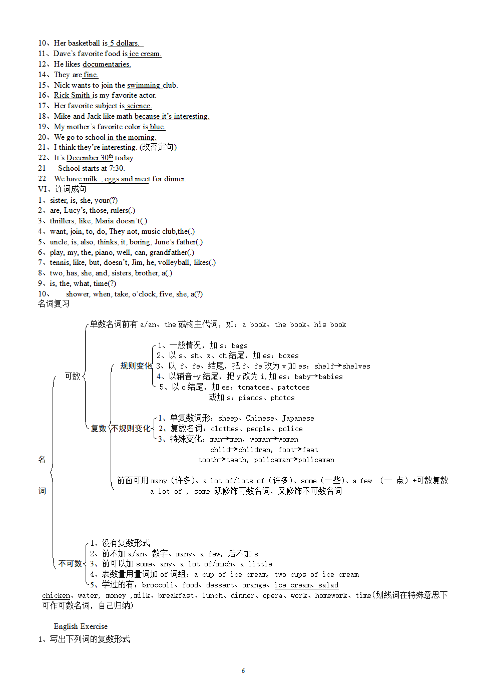 2022-2023学年英语(新目标)七年级上册期末语法总复习学案（无答案）.doc第6页