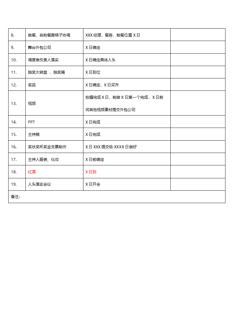 【年会活动流程】公司客户员工年会现场调度责任人表.doc