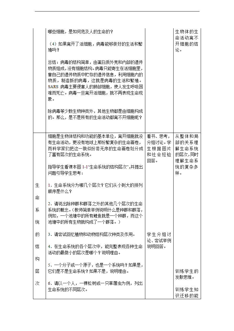 人教版高中生物必修一 课件 1.1从生物圈到细胞  教学设计.doc第5页