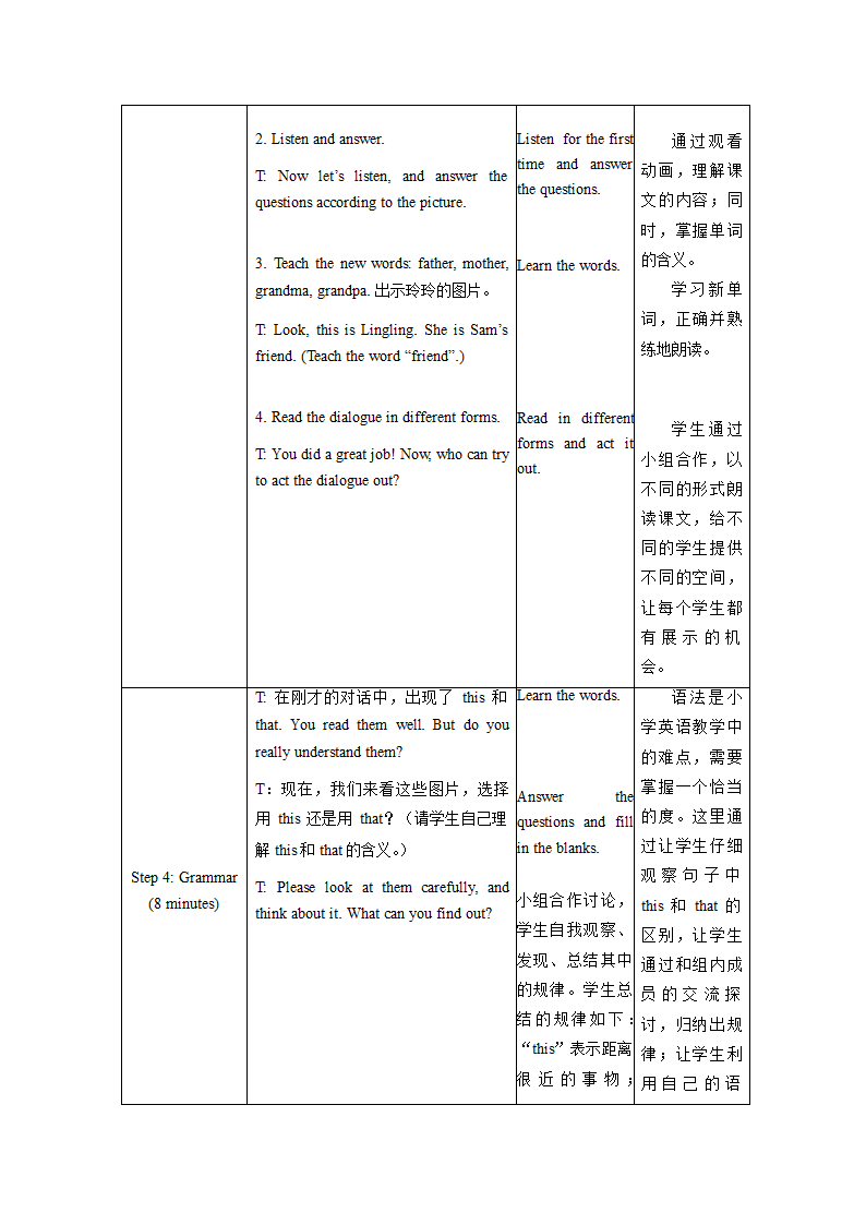 小学英语外研版（一年级起点）一年级上册 Module 10 教案（表格式，共3课时）.doc第4页