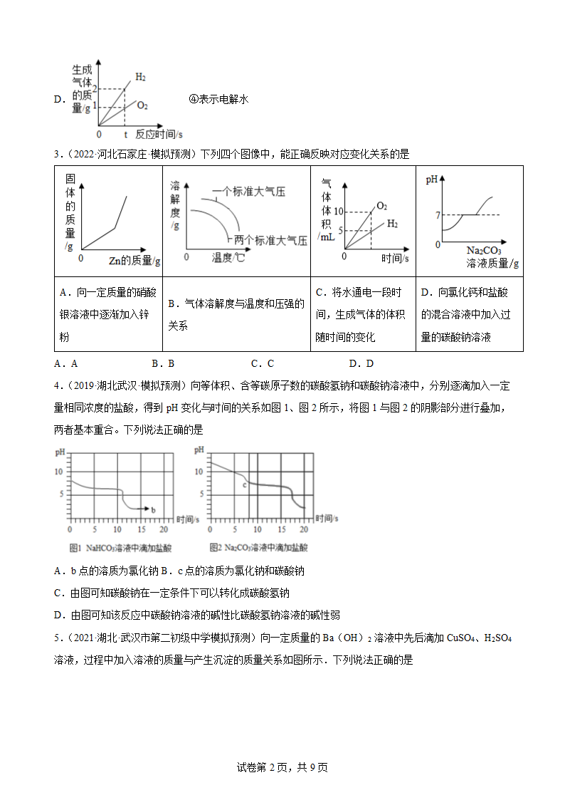 2022年中考化学二轮复习——图像题（word版 含答案）.doc第2页