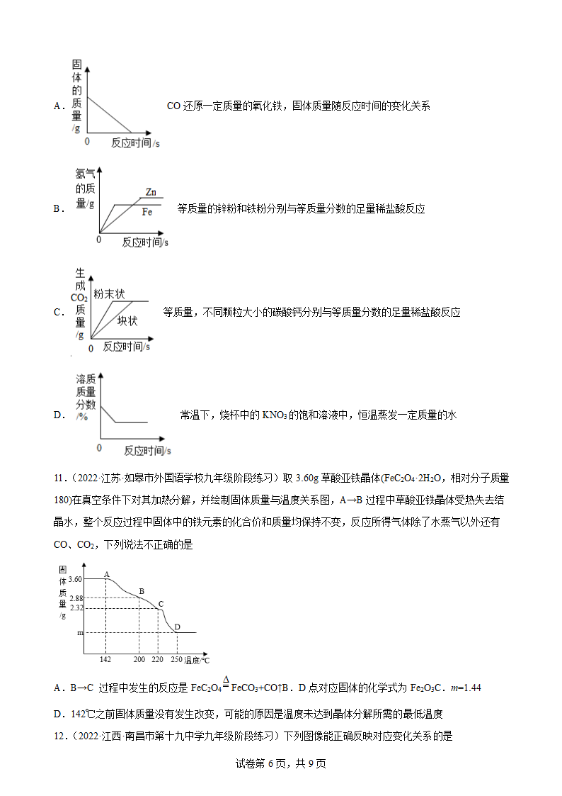 2022年中考化学二轮复习——图像题（word版 含答案）.doc第6页