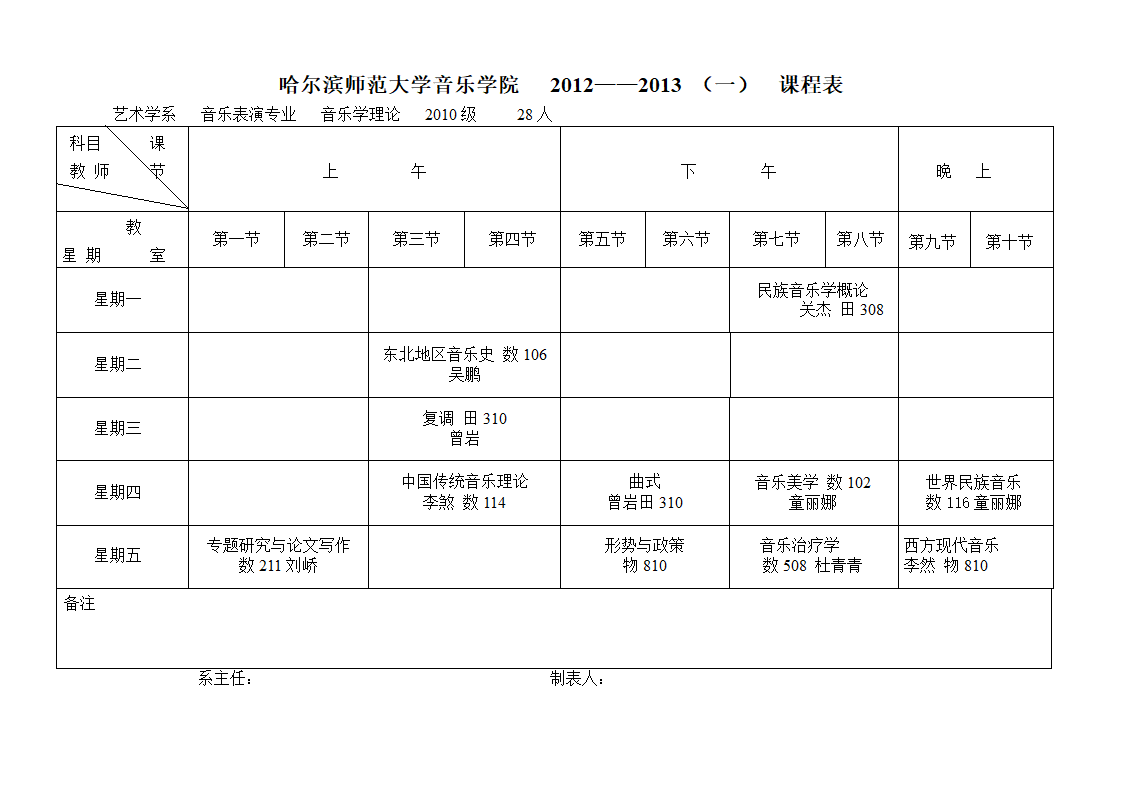 艺术学课程表第2页