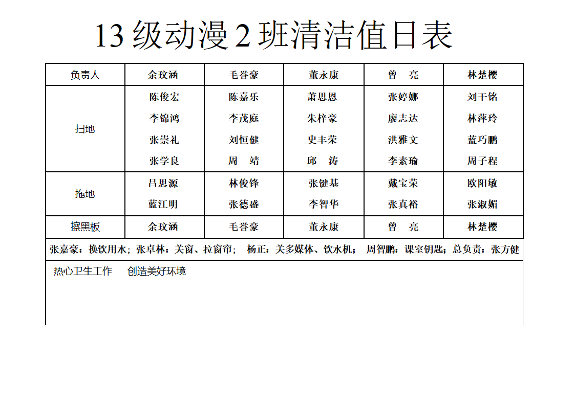 座位表空白第2页