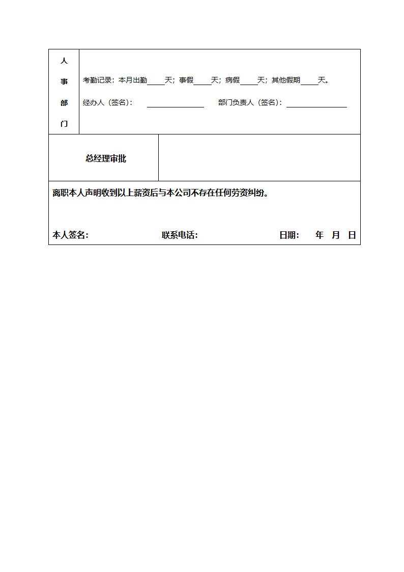 离职审批表第2页