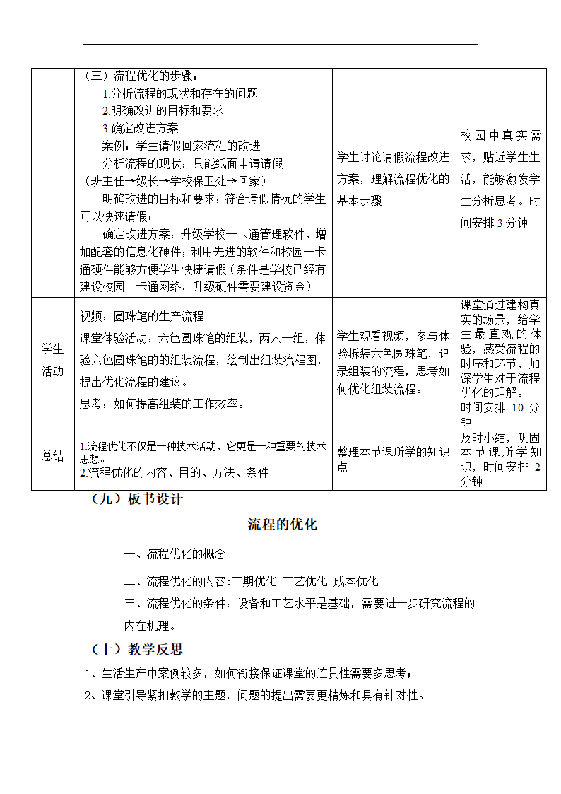 2.3.1 分析流程优化的基本要素 教学设计-2022-2023学年高中通用技术苏教版(2019)必修《技术与设计2》（表格式）.doc第6页