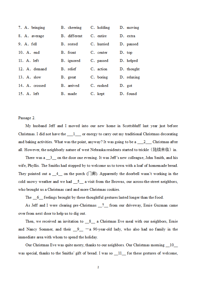 高考英语二轮专题训练 完形填空五（有答案）.doc第2页