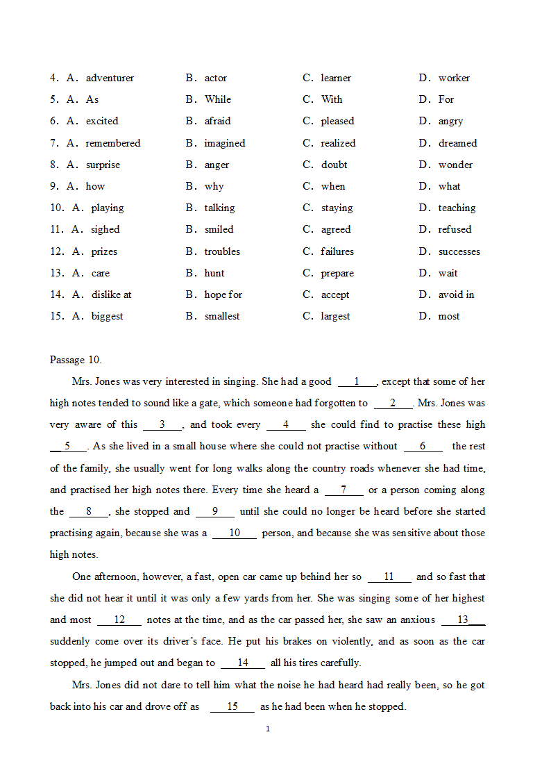 高考英语二轮专题训练 完形填空五（有答案）.doc第12页