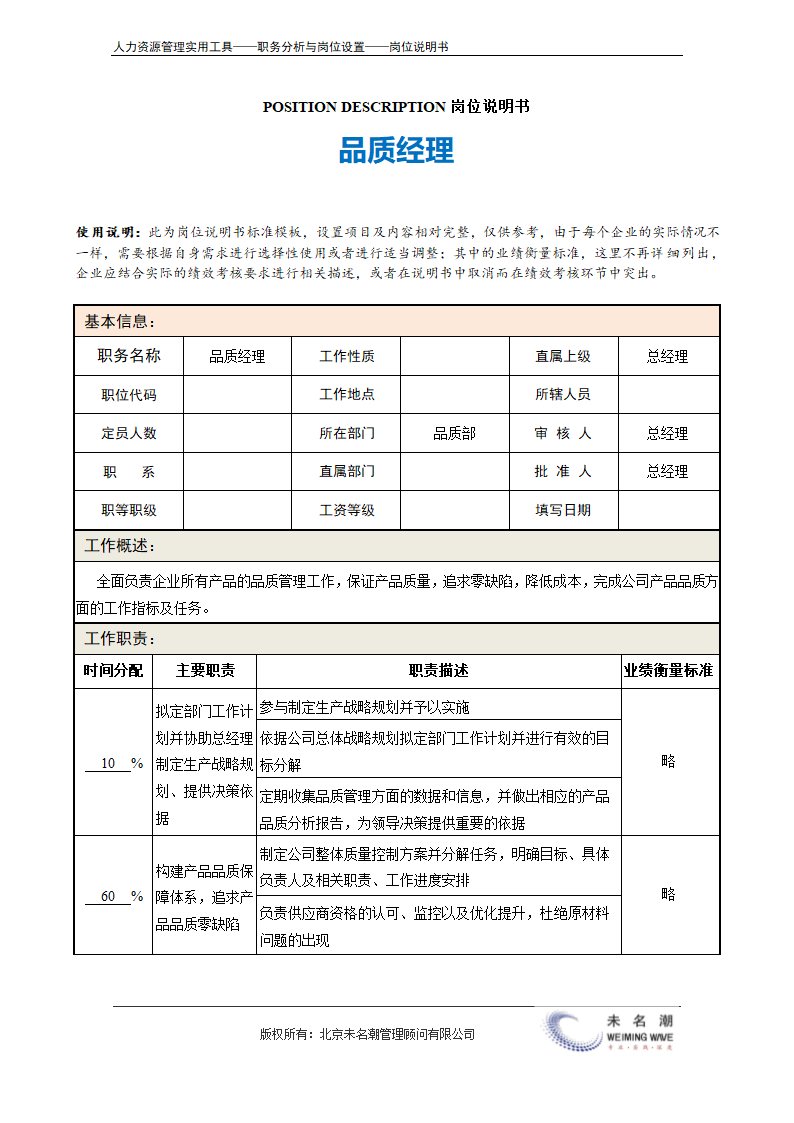 岗位说明书——品质经理.doc第2页