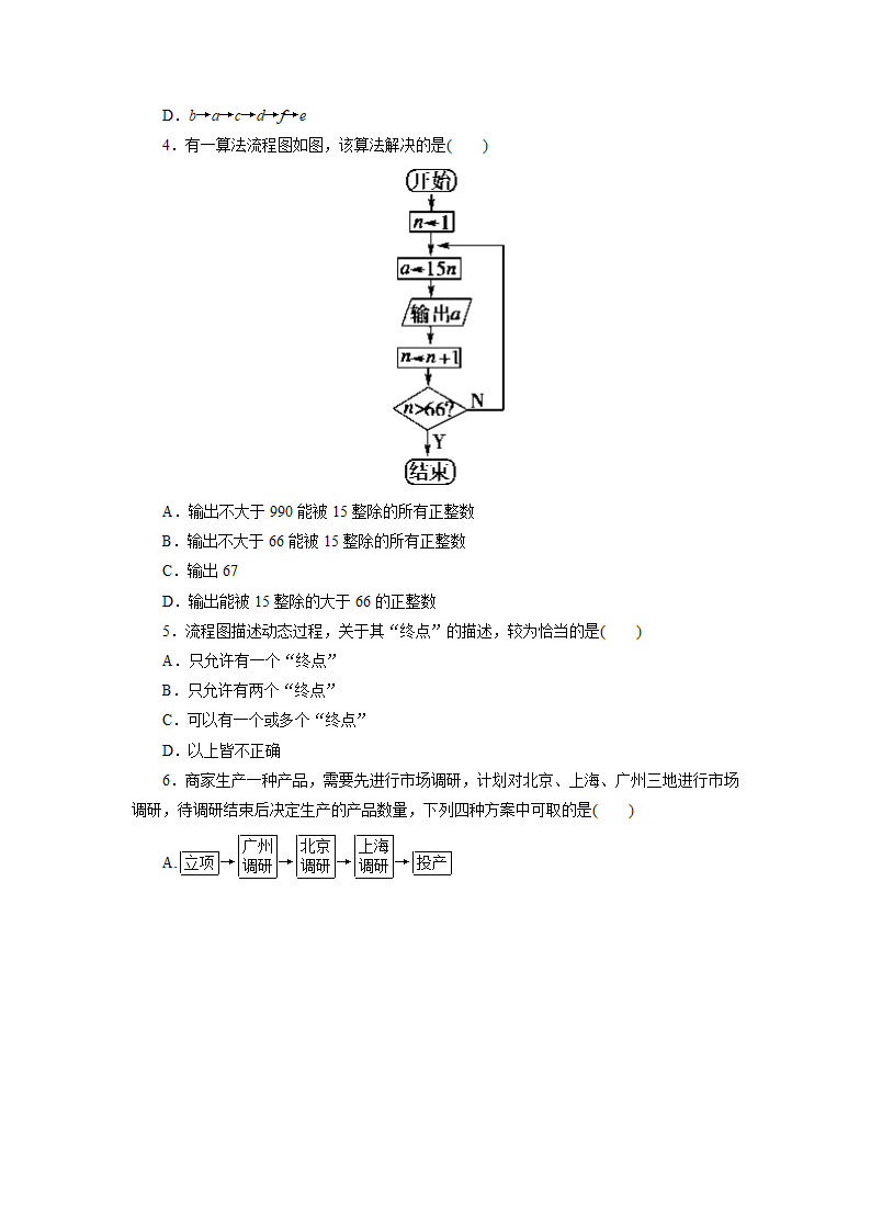 2020-2021学年高二下学期数学人教A版选修1- 2第四章 框图 11流程图 课时作业（Word版，含解析）.doc第2页