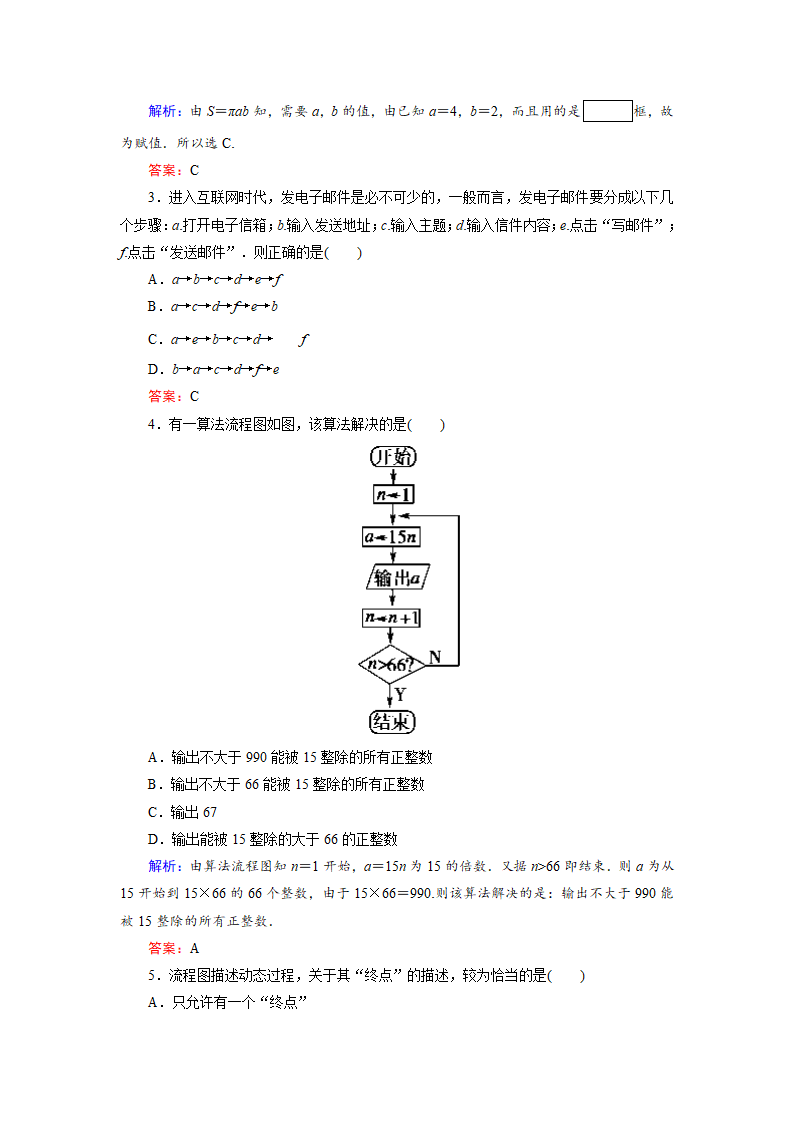 2020-2021学年高二下学期数学人教A版选修1- 2第四章 框图 11流程图 课时作业（Word版，含解析）.doc第6页