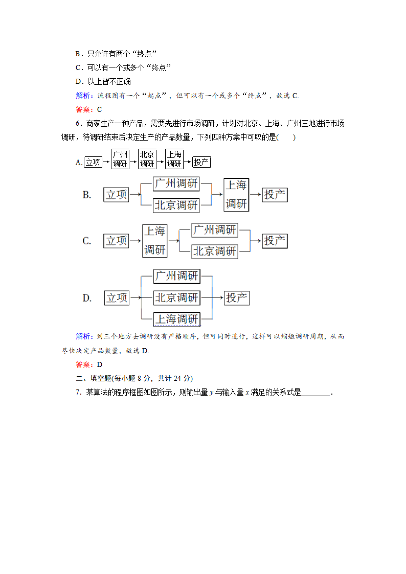 2020-2021学年高二下学期数学人教A版选修1- 2第四章 框图 11流程图 课时作业（Word版，含解析）.doc第7页