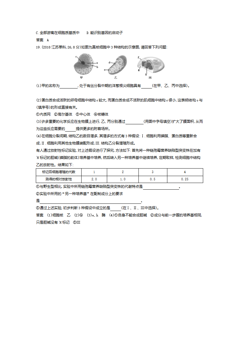 生物高考真题专项汇编：专题2 细胞的结构与功能（含答案）.doc第4页