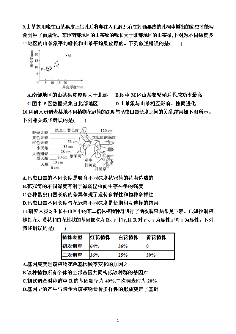 6.4  协同进化与生物多样性的形成（同步训练）（附答案）.doc第2页