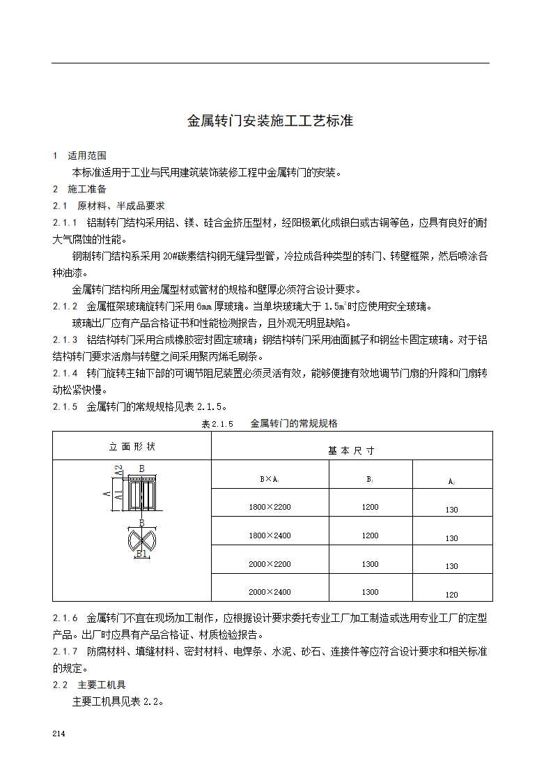 金属转门安装施工工艺标准.doc第1页