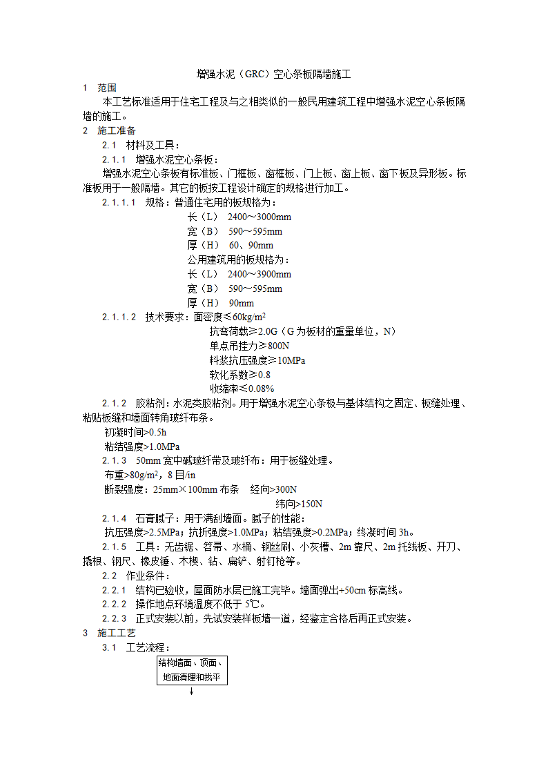 装饰工程增强水泥GRC空心条板隔墙施工工艺.doc第1页