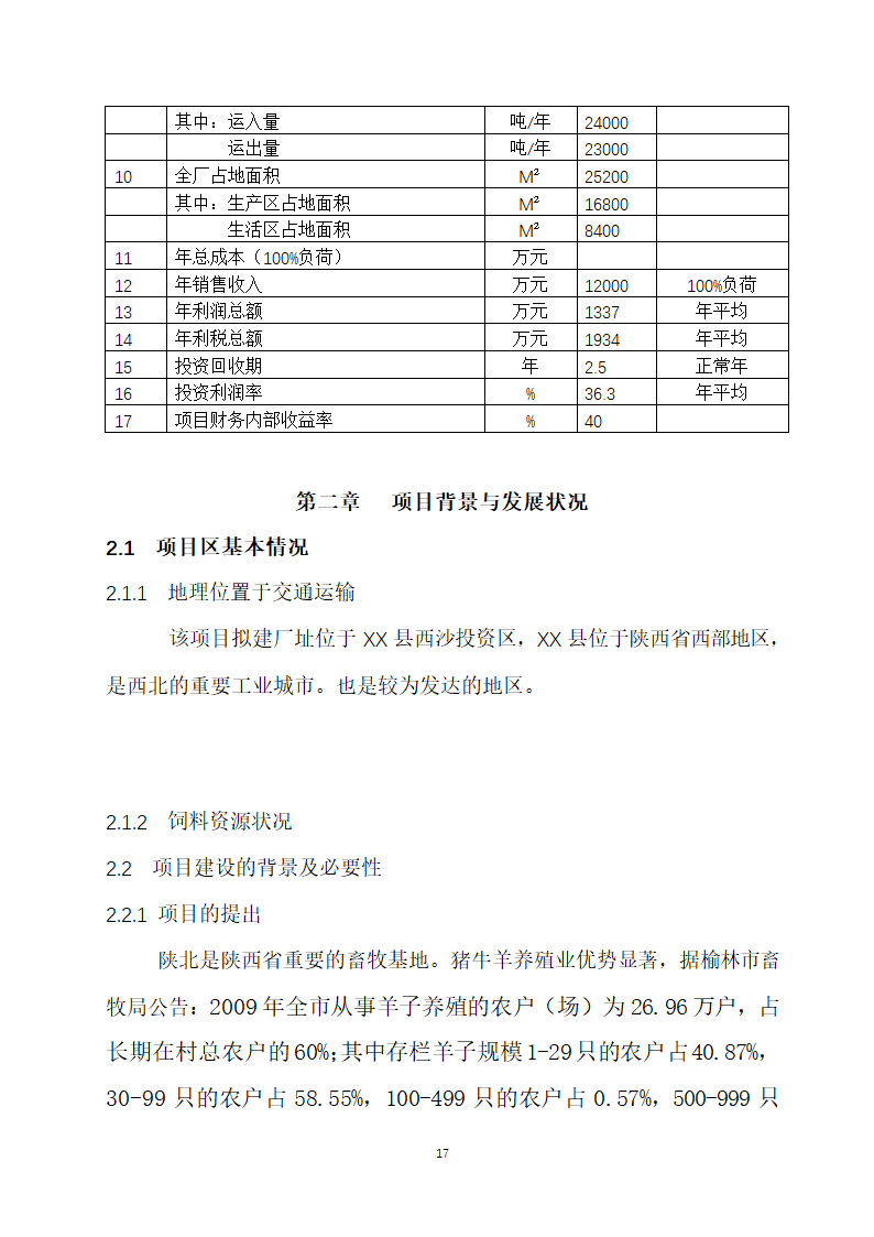 万吨饲料厂建设项目可行性报告.doc第17页