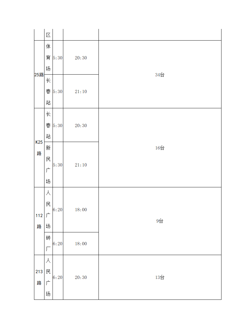 长春首末班车时间表第5页