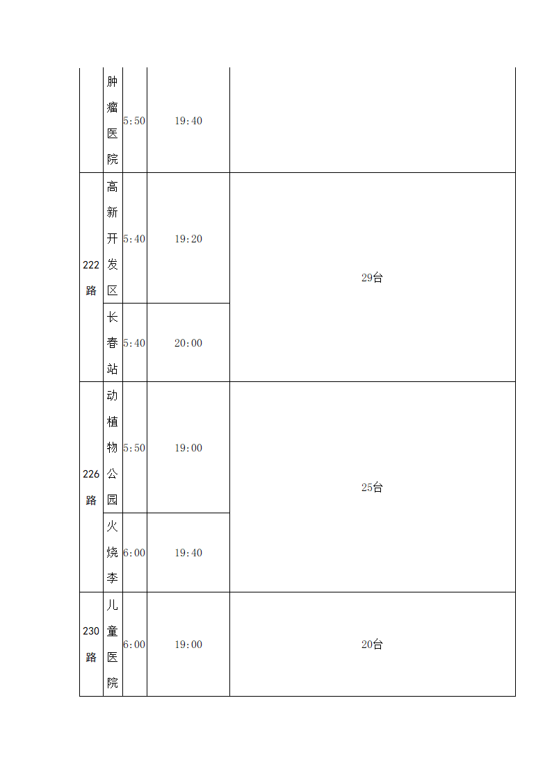 长春首末班车时间表第6页