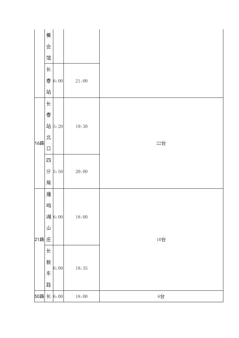 长春首末班车时间表第13页