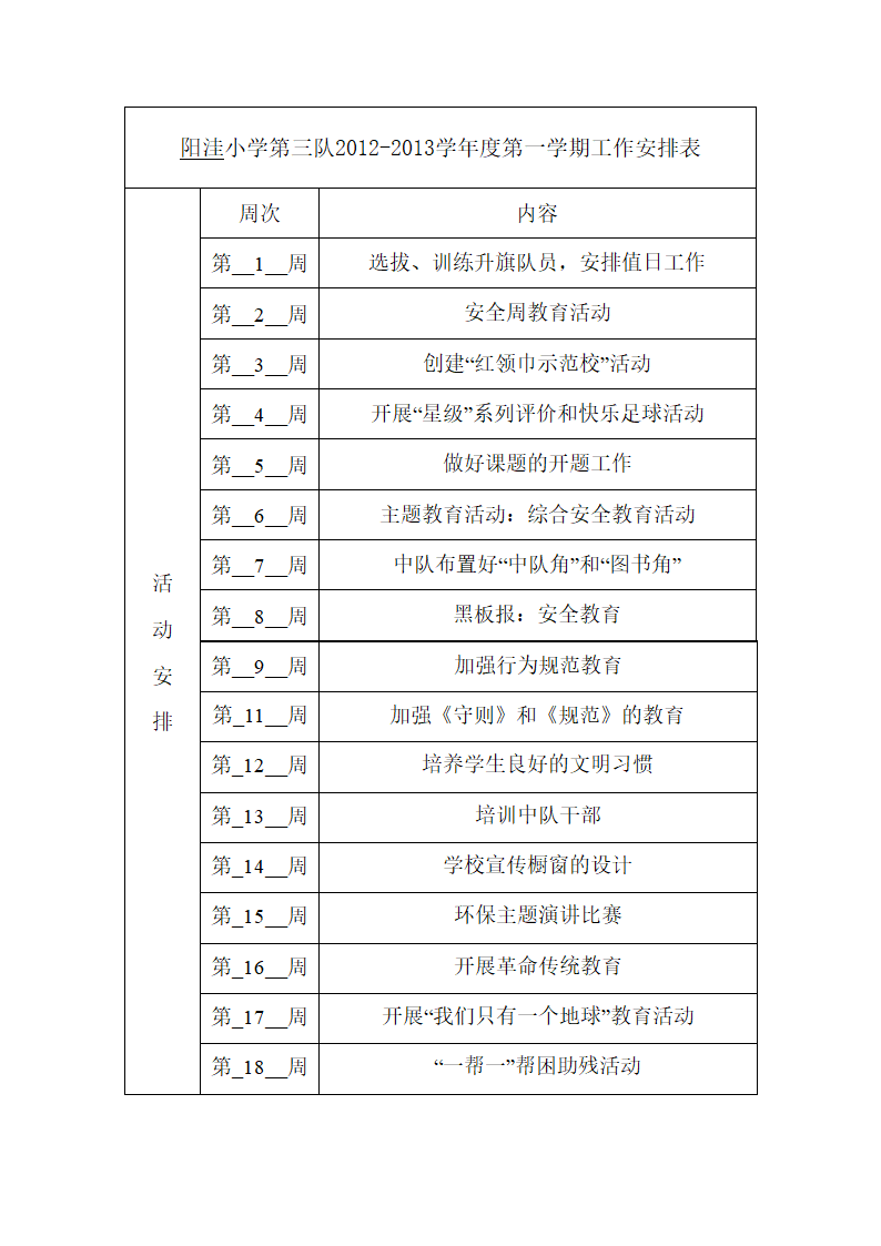 少先队工作计划表第3页