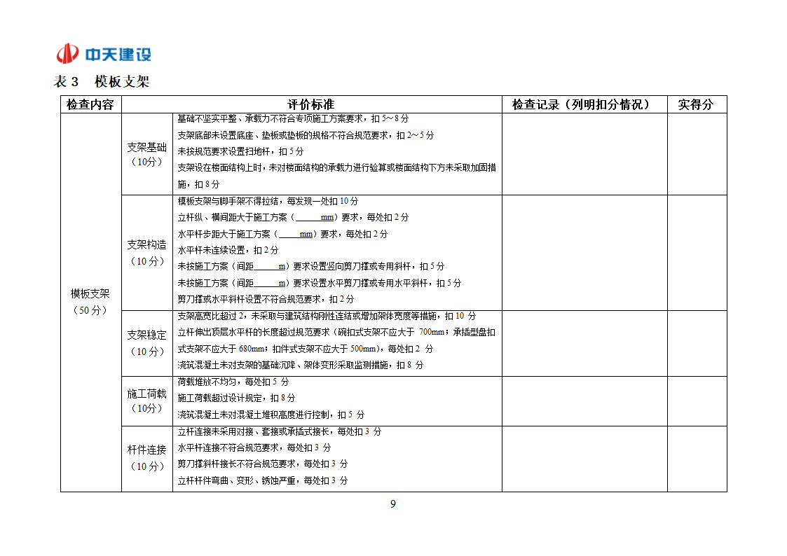 表4：技术管理检查表第9页