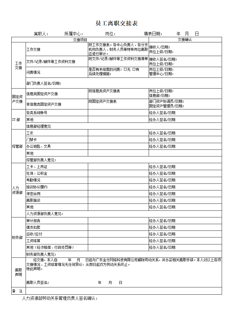 离职审批表第3页