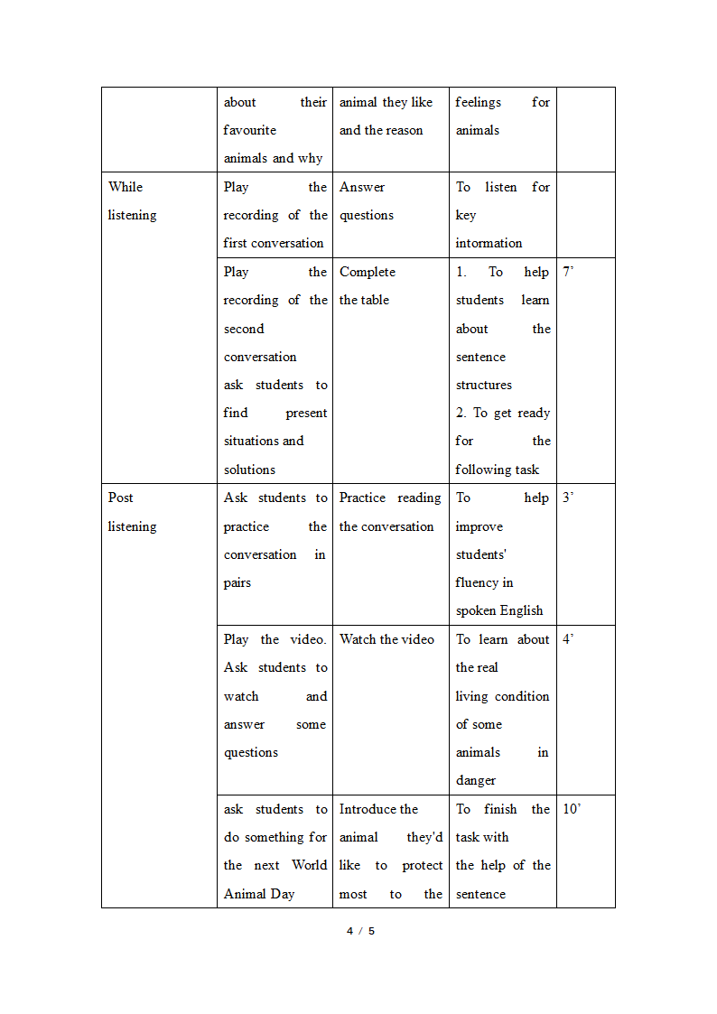 外研版八年级英语上册Module 6 Animals in danger.Unit 1 优质课教案（表格式）.doc第4页