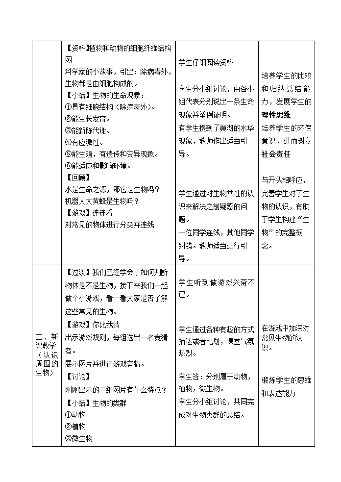 苏教版七年级生物上册第1单元第一章  第一节 我们周围的生物教学设计.doc第3页