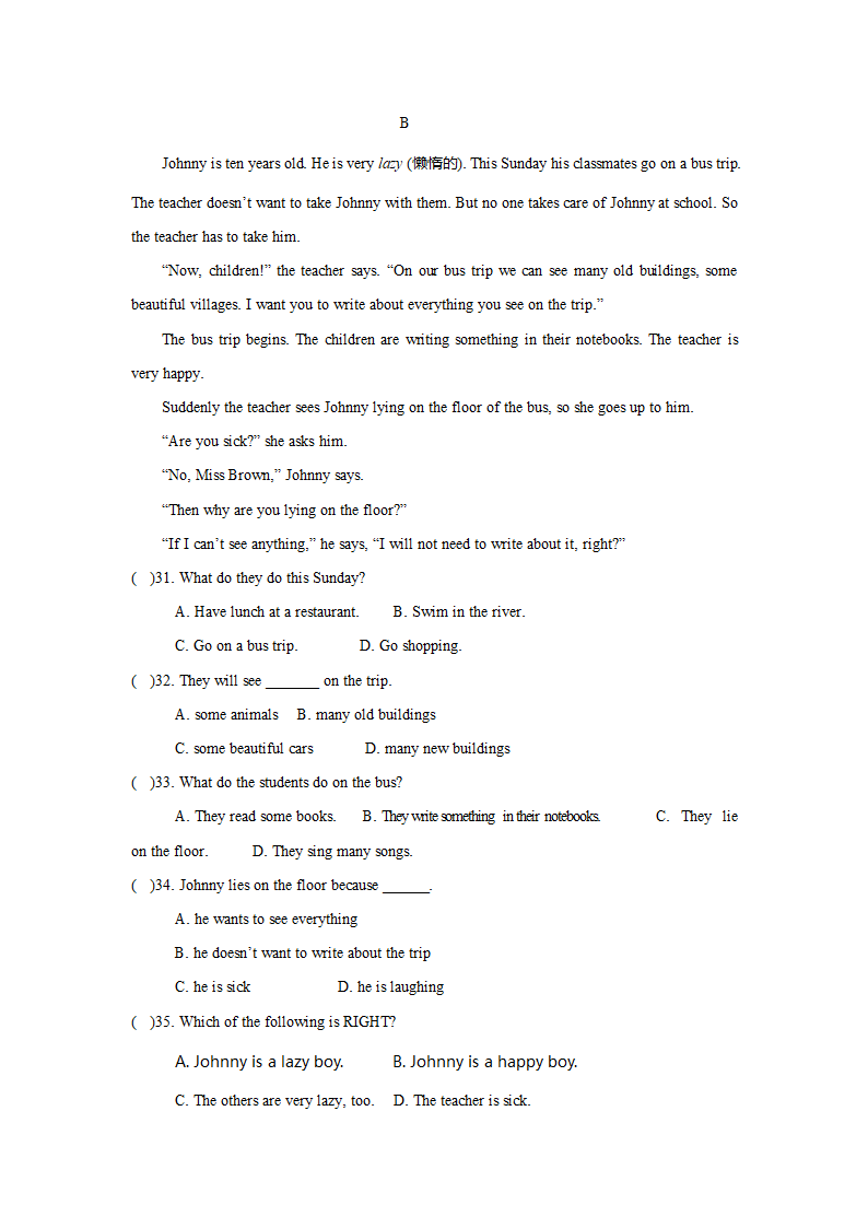 冀教版英语2020-2021学年七年级下册（unit 1-unit 2）第一次月考测试题附答案.doc第4页