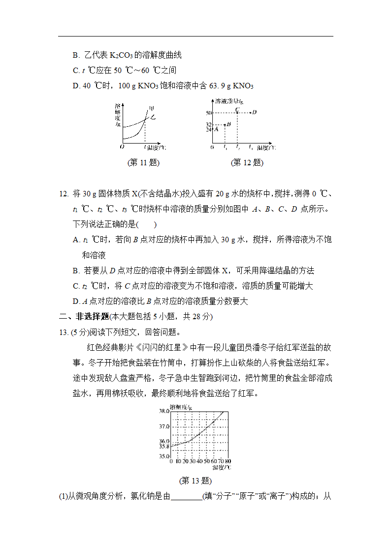 第九单元 溶液 达标测试卷   人教版九年级化学  （有答案）.doc第4页