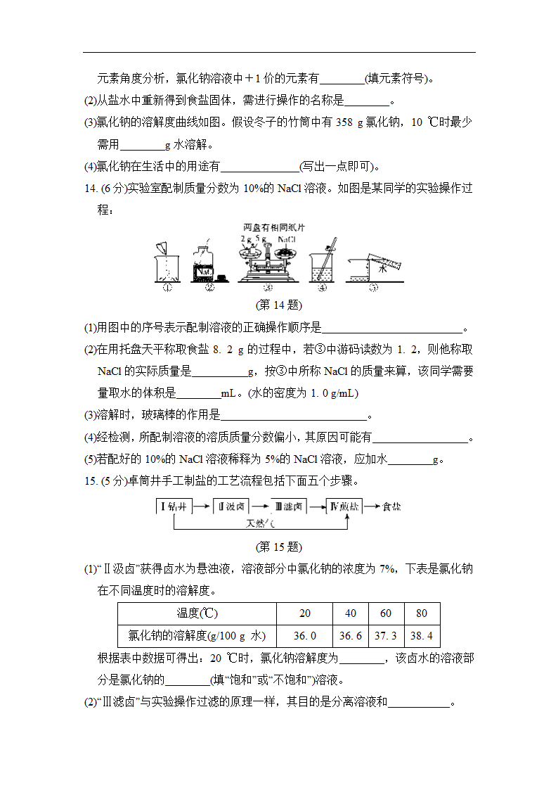 第九单元 溶液 达标测试卷   人教版九年级化学  （有答案）.doc第5页