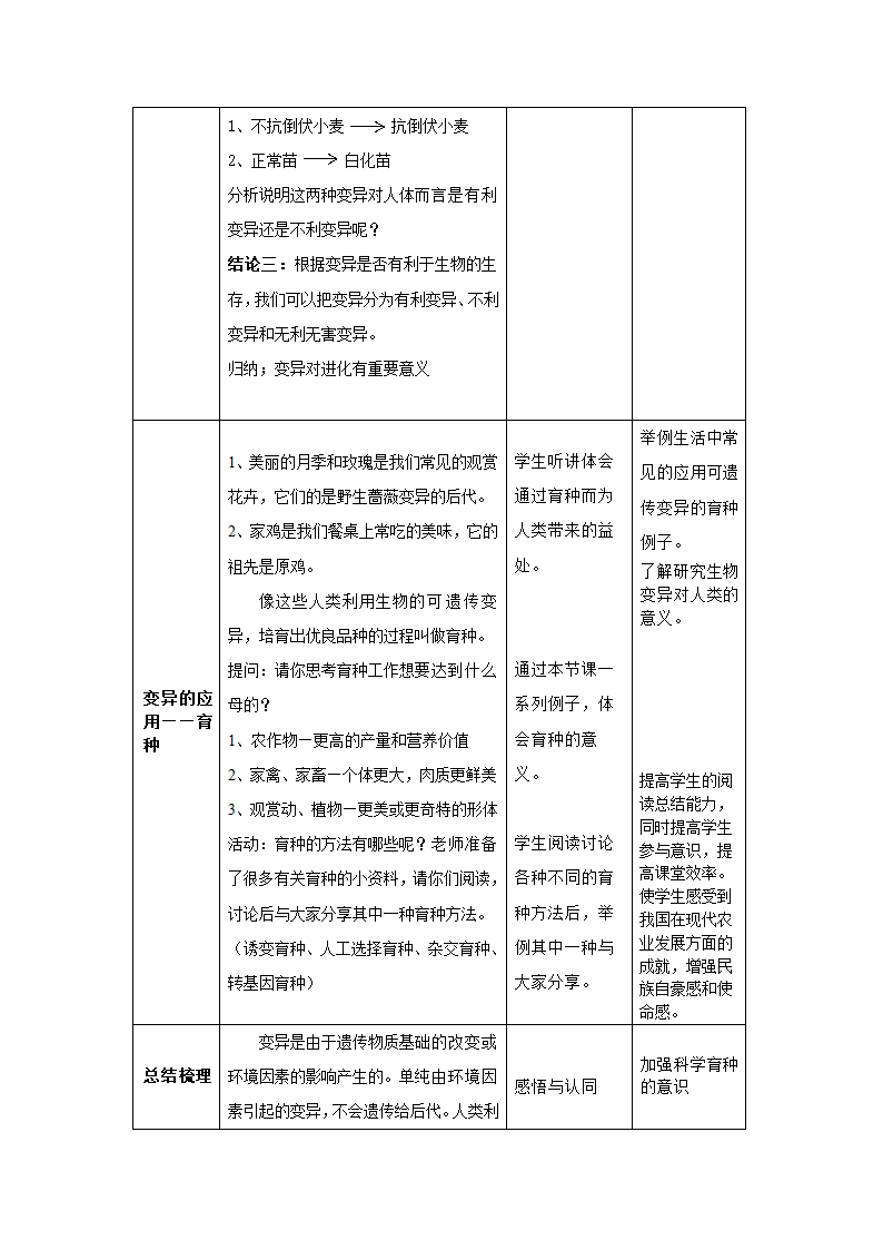 北京版八年级生物上册第十一章《第四节 生物的变异》教学设计.doc第5页