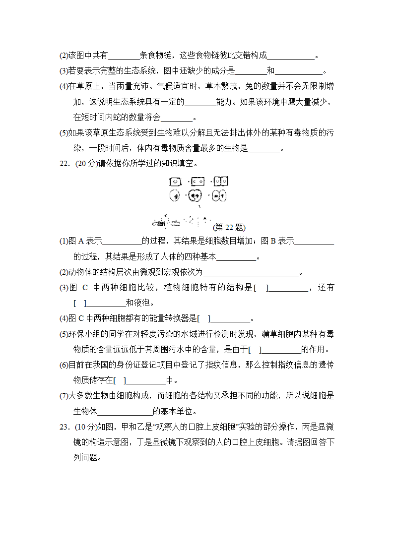 人教版生物七年级上学期第一学期期中学情评估试题（含答案）.doc第6页